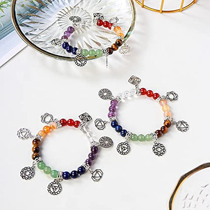 AITELEI 7 Chakra Healing Bracelets with Real Stones Gemstone Healing Chakra Bracelet Yoga Meditation Bracelets for Protection, Energy Healing