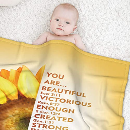 AMITAYUS Yellow Sunflower Prayer Blanket Bible Verse Healing Inspirational Sympathy Fleece Throw Religious Christian Gifts for Women Wife - Womens Gift Ideas - 90''x120'' - color: Christian Bible Verse, size: XL Large 120"x90