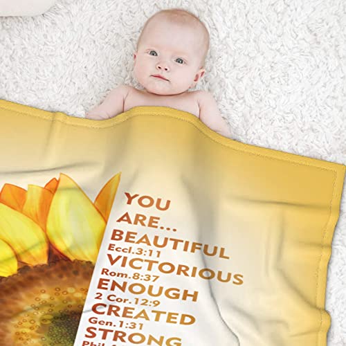 AMITAYUS Yellow Sunflower Prayer Blanket Bible Verse Healing Inspirational Sympathy Fleece Throw Religious Christian Gifts for Women Wife - Womens Gift Ideas - 60''x80'' - color: Christian Bible Verse, size: Large 80"x60