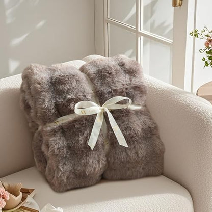 Amélie Home Faux Fur Throw Blanket, Ultra Soft Fuzzy Plush Bubble Blanket for Couch, Bed & Living Room, 60"x80", Cationic Bear Brown - color: Heather Brown, size: 60" x 80"