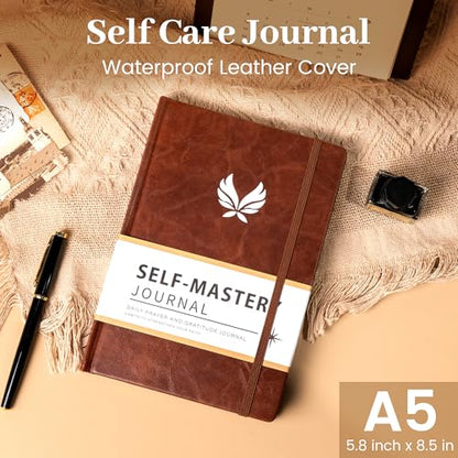 Yoment Gratitude Journal for Men 13-Week Guided Productivity 5 Minute Daily Journal with Prompts for Mindfulness, Mental Health & Productivity - Guided Self Care Gift, Brown - color: Brown