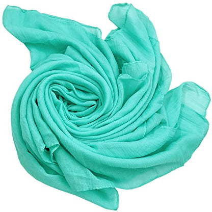 Women's Cotton Scarves Lady Light Soft Fashion Solid Scarf Wrap Shawl - color: Turquoise