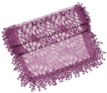 Cindy and Wendy Lightweight Soft Leaf Lace Fringes Scarf Bridal Veils shawl for Women - color: Purple