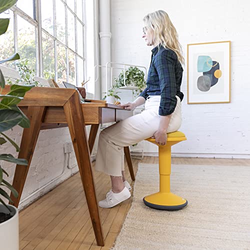 ECR4Kids Sitwell Wobble Stool with Cushion, Adjustable Height, Active Seating, Yellow - color: Yellow