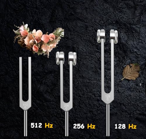 Tuning Fork Set (128Hz, 256Hz, 512Hz), Body Tuning Forks Chakra Set, for Medical Sound Healing Therapy, Meditation, DNA Repair, Reiki Energy, Guitar Tune Fork — Best Gift for Sound Healer - size: Health 3 set