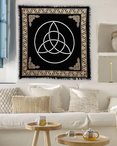 Indian Consigners Altar Cloth Vesica Pisces Knots Witchcraft Alter Tarot Spread Wiccan Spiritual 36" Sacred Alter Table Cloth (Triquetra Gold Silver) - color: Triquetra Silver