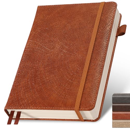 Graph Grid Paper Notebook,256 Pages,A5 Size (5.7'' x 8.3''),Vintage Tree Growth Rings Leather Hardcover Journal,100 GSM Thick Paper,for Daily,Work,School,Note Taking(Light Brown) - color: Light-Brown, size: Grid-A5