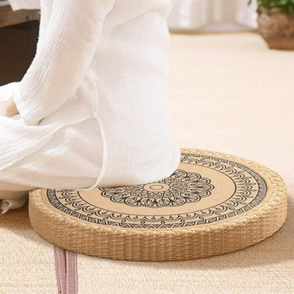 Meditation Cushion - Meditation Floor Pillow | Handwoven Round Floor Cushion Seating | Yoga Pillow for Sitting on Floor | Round Cushion | Stable Soft Seat Pad for Fireplace Yoga Living