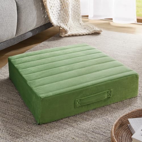Codi Floor Cushions for Adults, Large Meditation Pillows with Thick Foam and Soft Tufted Covers, Washable Square Seating for Couch and Yoga Sitting, 22×22×5 inch Green - color: Green, size: 22 Inch (Pack of 1)