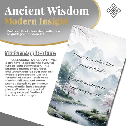 50 Daily Inspiration Cards - Ancient Eastern Philosophy for Mindfulness & Calm - Luxury Glossy Wisdom Deck for Meditation & Self-Reflection - Beautifully Boxed Gift for Seekers (White) - color: White