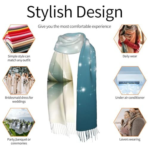 Spiritual Meditation Yoga Magic Lotus Flower Women'S Faux Cashmere Tassel Scarf Oversized Soft Shawl Wrap For Fall Winter Daily Wear Travel Gifting