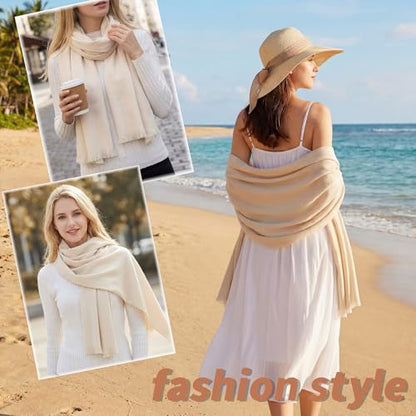 Pashmina shawls and wraps for Evening Dresses Scarf for Women Winter Shawl Wraps for Women Weedings - color: Cream