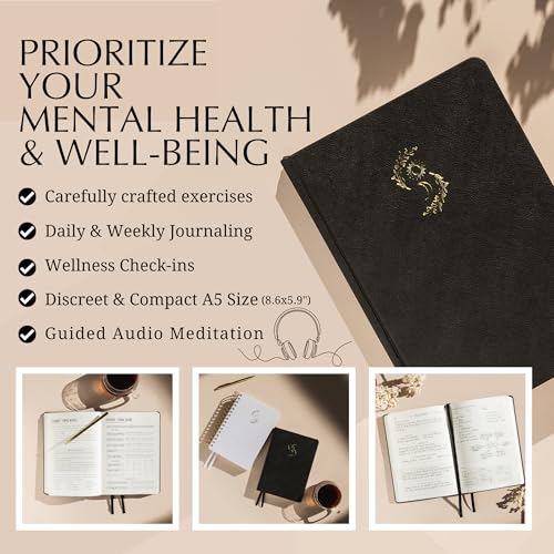 Mental Health Journal - 100-Day Guided Journal with Prompts for Self-Care, Mindfulness, Anxiety & Depression relief - Mood, Wellness & Emotions Trackers