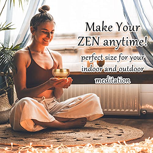 2-Pack Tibetan Singing Bowls Set - 100% Handmade in Nepal, Sound Bowl Meditation Set for Yoga, Chakra Healing, Meditation Gifts, Unique Gifts for Women (Blue, 3.15 + 4 inch) - color: Blue