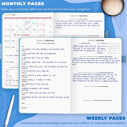 Clever Fox Self-Care Journal – Daily Reflection Notebook – Mental Health & Personal Development Planner, Meditation & Mood Log, A5 (Light Blue) - color: Light Blue, size: A5 (5.8'' x 8.3'')