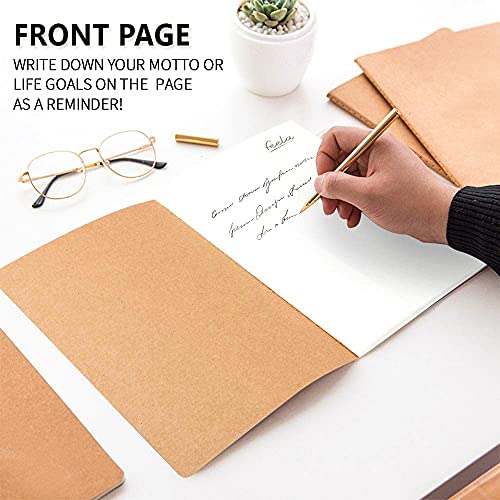 feela 8 Pack A5 Kraft Notebooks, 60 Lined Blank Pages Travel Journal Bulk, Soft Cover Notebooks for Women Girls Students, Making Plans Writing Memos Office School Supplies, 8.3 X 5.5 in - style: Lined-8 Pack