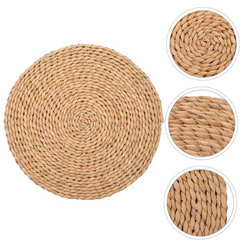 PRETYZOOM Meditation Seating Cushion Woven Floor Mat Thick 1.5cm Natural Straw Round Yoga Cushion for Indoor Meditation and Picnic 40cm Diameter