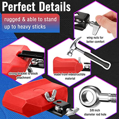 Boao 6 Pieces Drum Jam Block Musical Percussion Block with Maple Sticks 5a Adjustable Mount Bracket Plastic Percussion Instruments for Latin Drum