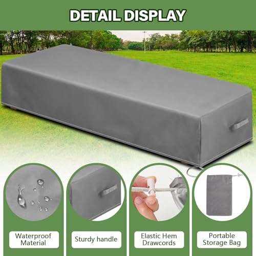 2 Pcs Patio Chaise Lounge Cover Waterproof Outdoor Lounge Chair Cover 30 D x 83 W x 12 H UV Resistant with Handle Strap for Furniture Protection (Gray)