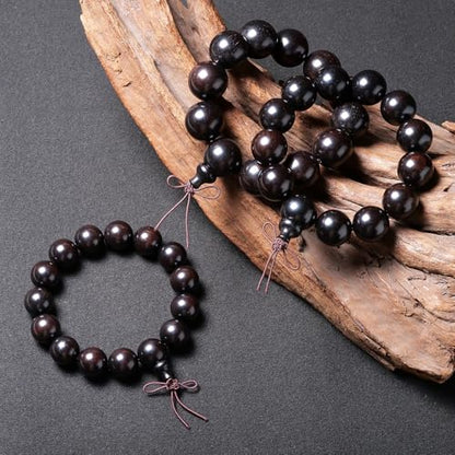 Wooden Prayer Bead Bracelets Traditional Buddhist Mala Bracelet,1pc/pack - size: Dia.18X13mm, style: HeiTanJG