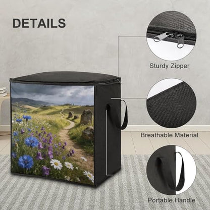 Cloud Shadow Hill Storage Bag Portable Closet Organizer Storage Bags Quilt Storage Bags with Zippered Breathable Storage Bag with Carry Handles for Blanket Pillow Bedding