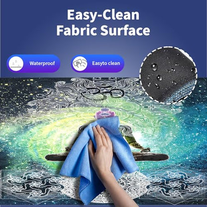 Extra Large Gaming & Office Mouse Pad (31.5" x 11.8") – Yoga Mandala Design Zen Meditation Hippie Style with Sign Chakra Art, Premium Anti-Slip XXL Desk Mat with Durable Stitched Edges - color: Design WKLXD039