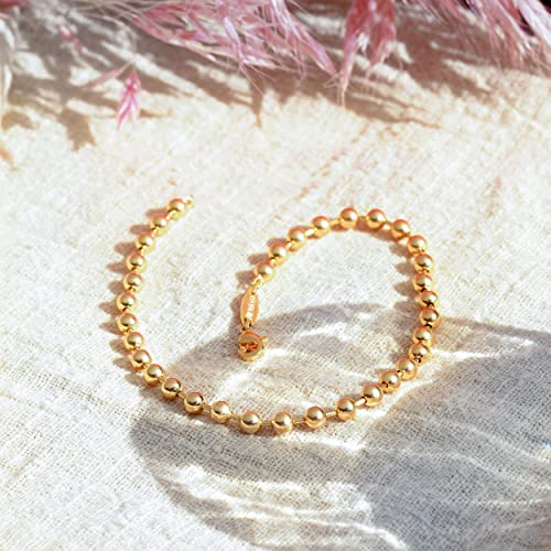 Gold Bracelets for Women 14K Gold Plated Simple Link Chian Bracelets Cute Dainty Charm Bracelets for Women Gold Jewelry - style: 3mm Ball