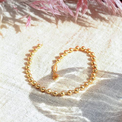 Gold Bracelets for Women 14K Gold Plated Simple Link Chian Bracelets Cute Dainty Charm Bracelets for Women Gold Jewelry - style: 3mm Ball