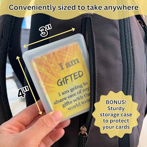 Daily Positive Affirmation Cards for Kids, Mindfulness Activities, Confidence Building, Growth Mindset, Positive Attitude, 54 Glossy cards in hard storage box, Loved by teachers, parents, & therapists
