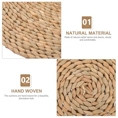 Woven Meditation Floor Cushion Seat Pad, 40x40cm Deep Grass Zabuton Mat for Yoga, Tatami, Zen Sitting, Handmade Floor Pillow for Bedroom and Meditation Practice