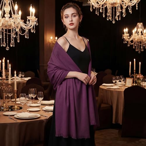 Pashmina shawls and wraps for Evening Dresses Scarf for Women Winter Shawl Wraps for Women Weedings - color: Purple-2