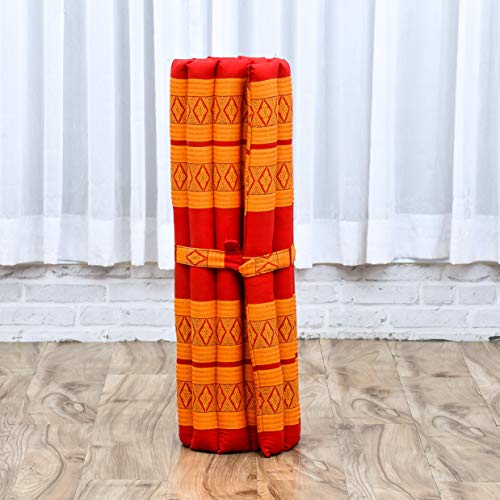 Leewadee Zabuton Seating Cushion – Square Floor Seat for Meditation Exercises, Light Yoga Mat Filled with Kapok - color: Sf02 - Orange