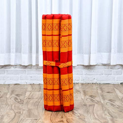 Leewadee Zabuton Seating Cushion – Square Floor Seat for Meditation Exercises, Light Yoga Mat Filled with Kapok - color: Sf02 - Orange