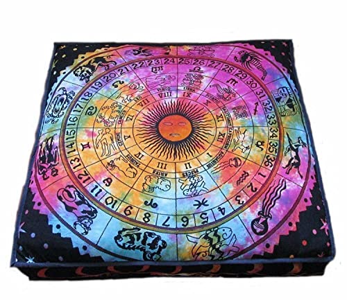 Indian 35" Mandala Square Floor Meditation Pillow Cover Cushion
