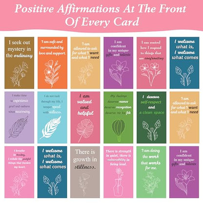 100 Positive Affirmations Cards for Women With Thought Provoking Questions on the Back, Inspirational Daily Affirmation Card for Women Self Care and Meditation, Unique Motivational Gift