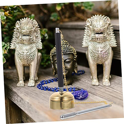 LIOOBO 1pc Meditation Chime Handbell Instrument for Temple Use Sound Chime for Buddhist Practice Wooden Design for Meditation Rooms and Yoga Sessions