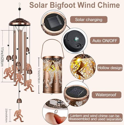 Retisee Bigfoot Solar Wind Chimes Outdoor Metal Sasquatch Gifts Solar Light for Holiday Lawn Porch Patio Garden Yard - style: Bigfoot