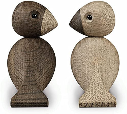 Kay Bojesen Lovebirds Pair | Oak and Smoked Oak | 3.5 in.