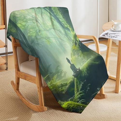 Woman Meditation Jungle Green Ultra Soft Flannel Fleece Bed Blankets Lightweight Cozy Throw Blanket Room Decor for Couch Chair Bedroom Adults Bedding Cozy Blanket Outdoor Travel Blankets 60"x8 - size: 80L" x 60W"