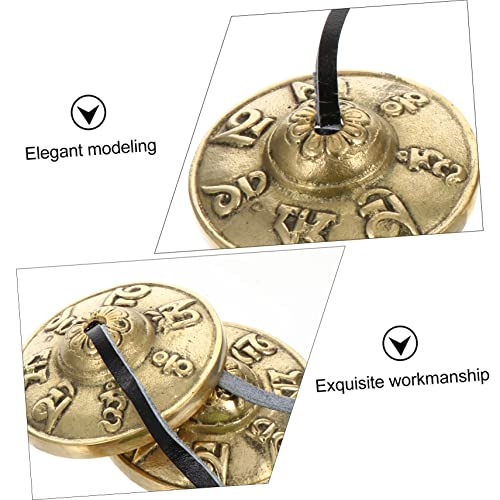 1pair Yoga Cymbals Meditation Bells for Sound Healing and Mindfulness for Meditation Practice and Musical Performance Six-word Design