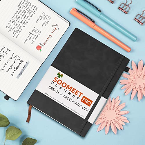 Lined Journal Notebook, 200 Pages, Leather Hardcover Notebooks, A5 College Ruled Thick Classic with Pen Loop Notebook Journals for Writing, for Women Men Office School, 5.75'' X 8.38'', Black - color: Black
