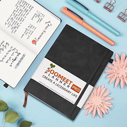 Lined Journal Notebook, 200 Pages, Leather Hardcover Notebooks, A5 College Ruled Thick Classic with Pen Loop Notebook Journals for Writing, for Women Men Office School, 5.75'' X 8.38'', Black - color: Black