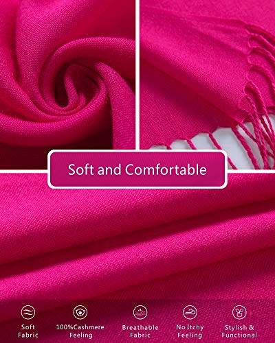 EURKEA Women's Scarf Pashmina Silky Soft Shawls Wraps Stole for Evening, Wedding and Gift - color: Hot Pink