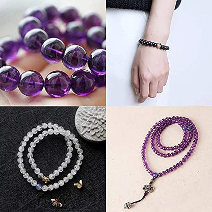 Natural Gemstones Bracelet 8mm Chakra Round Beads Energy Power Crystal Reiki Healing Elastic Stretch 7 Inch for Women Men Unisex - color: Rock Crystal