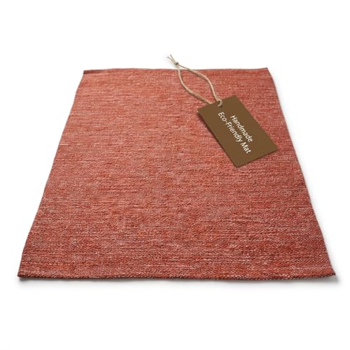 LFH Home Handmade Cotton Yoga Mat Cotton Rug picnic mat For Exercise, Workout, Fitness - Perfect Heavy Quality Eco Friendly Natural Cotton Woven Reversible Yoga Mats for Men & Women - 72x26 Inch. - color: Brown
