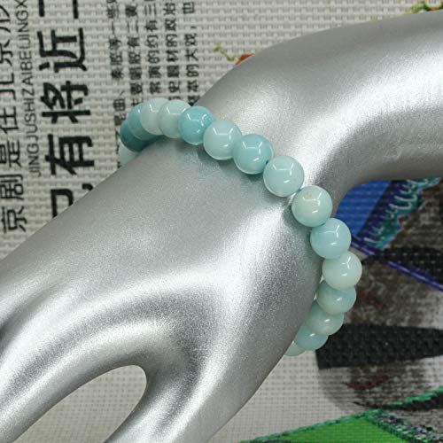 Keleny Gem Semi Precious Gemstones 8mm Natural Quartzite Stone Round Beads Rock Crystal Jasper Stretch Bracelet 7 Inch Unisex - color: 8mm Blue Amazonite