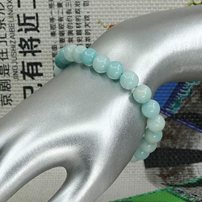 Keleny Gem Semi Precious Gemstones 8mm Natural Quartzite Stone Round Beads Rock Crystal Jasper Stretch Bracelet 7 Inch Unisex - color: 8mm Blue Amazonite