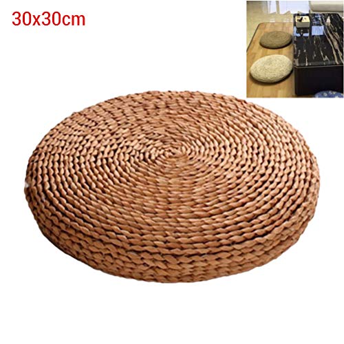1PCS Round Straw Cushion Yoga Meditation Cushion Silk Padding Floor Mat(30 * 30cm)