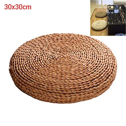 1PCS Round Straw Cushion Yoga Meditation Cushion Silk Padding Floor Mat(30 * 30cm)