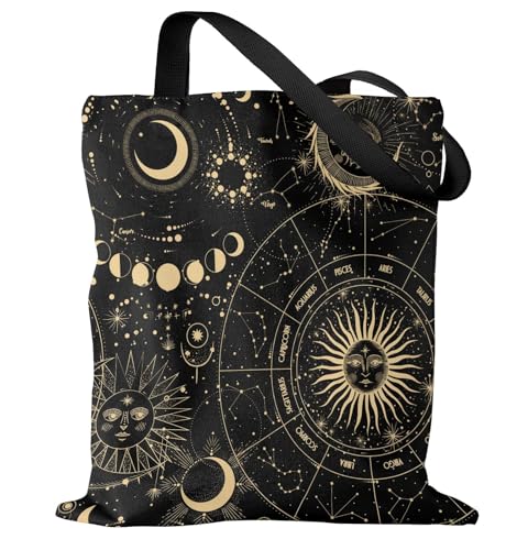 Miss Adola Aesthetic Canvas Tote Bag - Reusable Shoulder Tote Bag for Women Lady Casual Vacation, Shopping, Work, Gym - style: Mystic Astrology